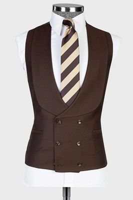 Charming Chocolate Shawl Lapel Double Breasted Vest
