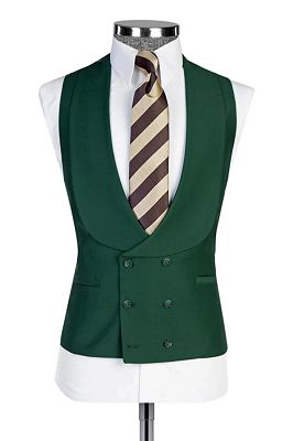 Fancy Dark Green Shawl Lapel Double Breasted Vest