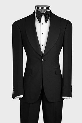 Nigel Handsome Black Shawl Lapel Three Pieces Wedding Suits_3
