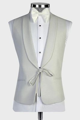 Orville Chic Light Gray Shawl Lapel Three Pieces Wedding Suits