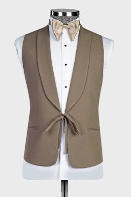 Gentle Coffee Shawl Lapel No Button Vest