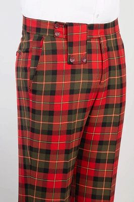 Quinn Stylish Red Plaid Peaked Lapel Double Breasted Prom Suits_2