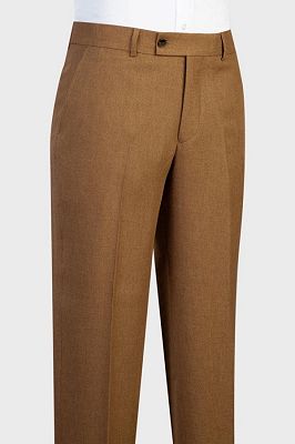 Nick Elegant Caramel Shawl Lapel Three Pieces Wedding Suits_3