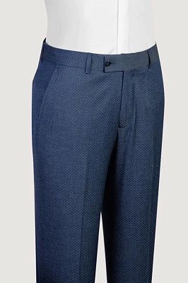 Philip Decent Navy Jacquard Peaked Lapel Double Breasted Business Suits_2
