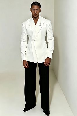 Ogden Stylish White Peaked Lapel Double Breasted Prom Suits