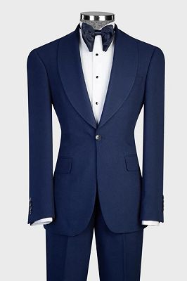 Nicholas Decent Navy Shawl Lapel Three Pieces Wedding Suits_3