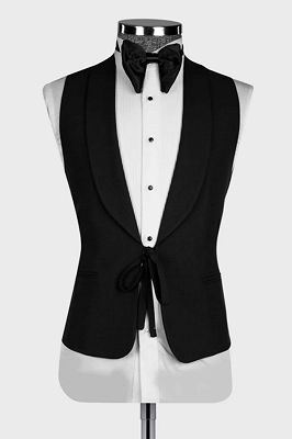 Nigel Handsome Black Shawl Lapel Three Pieces Wedding Suits_2