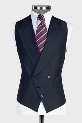Formal Dark Navy Peaked Lapel Double Breasted Vest