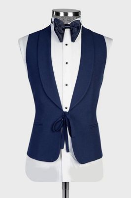 Nicholas Decent Navy Shawl Lapel Three Pieces Wedding Suits_2
