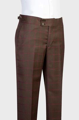 Osmond Charming Brown Plaid Shawl Lapel Double Breasted Business Suits
