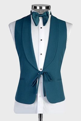 Omar Bespoke Teal Shawl Lapel Three Pieces Wedding Suits