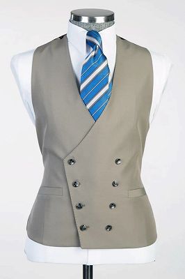 Formal Gray No Lapel Double Breasted Vest