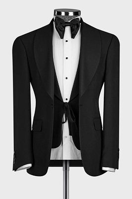 Nigel Handsome Black Shawl Lapel Three Pieces Wedding Suits