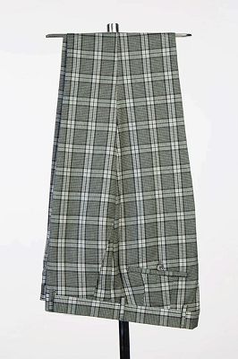 Reilly Mind Gray Plaid Peaked Lapel Double Breasted Business Suits_2