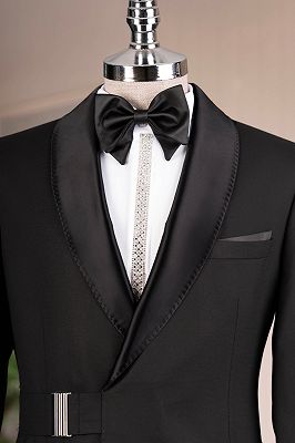 Scott Handsome Black Prom Suits With Satin Shawl Lapel