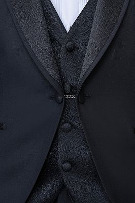 Sebastian Bespoke Black Shawl Lapel Three Pieces Prom Suits