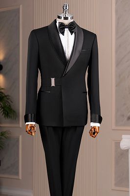 Scott Handsome Black Prom Suits With Satin Shawl Lapel