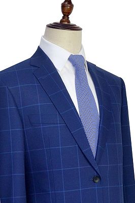 Popular Plaid Two Buttons Notch Lapel Flap Pocket Mens Suits for Formal_4