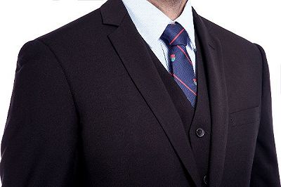 Modern Solid Black Three Piece Suits for Men_5