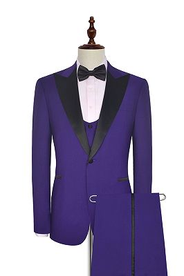 Black Silk Peak Lapel Three Piece Wedding Tuxedos | Mens Suits with ...