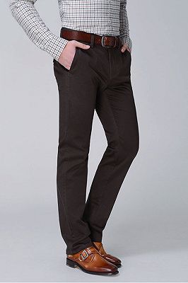 Raul Chocolate Cotton Classic Straight Business Pants