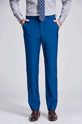 Emiliano Stylish Solid Blue Straight Suit Pants for Men