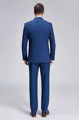 Peak Lapel Blue Mens Suits for Business | Stripes Double Breasted Mens Suits_4