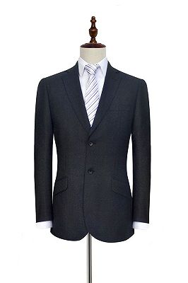 Gentle Black Tweed Notch Lapel Two Buttons Mens Suits for Formal_3