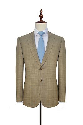 Stylish Khaki Small Check Leisure Suits for Men | Two Button Mens Suits Online