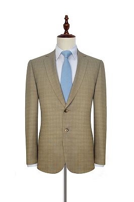 Stylish Khaki Small Check Leisure Suits for Men | Two Button Mens Suits Online_1