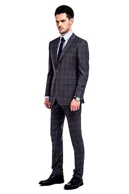 Bespoke Checked Dark Grey Mens Suits for Formal_2