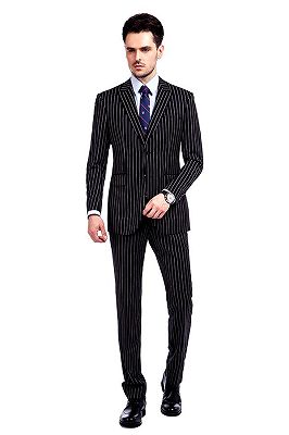Tristen Modern Stripes Mens Leisure Suits | Black Suits for Prom