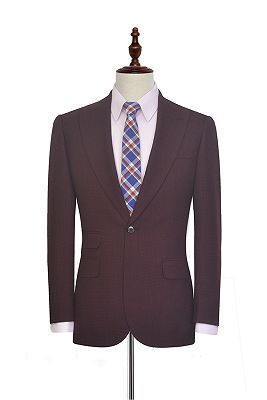 Peak Lapel Burgundy Suits for Men | One Button Business Suits for Formal_1