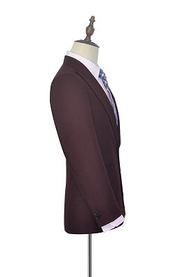 Peak Lapel Burgundy Suits for Men | One Button Business Suits for Formal_2