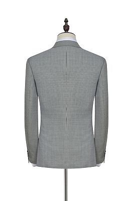 Small Plaid Grey Leisure Suits for Men | Peak Lapel One Button Mens Suits for Business_5