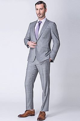 Classic One Button Light Grey Mens Suits for Business