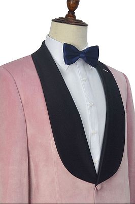 Stylish Pink Wedding Tuxedos | Black Silk Shawl Lapel Prom Suits for Men_4