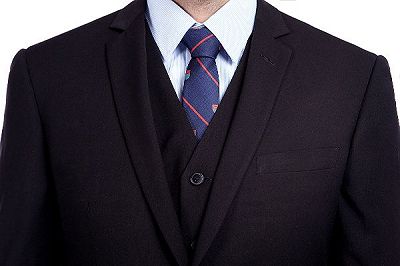 Modern Solid Black Three Piece Suits for Men_4