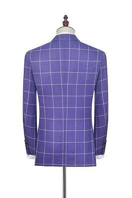 Check Pattern Patch Pocket Purple Mens Suits | Notch Lapel Formal Suits for Men