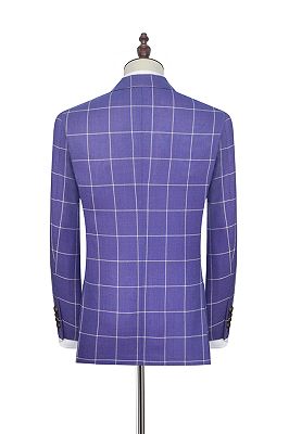 Check Pattern Patch Pocket Purple Mens Suits | Notch Lapel Formal Suits for Men_2