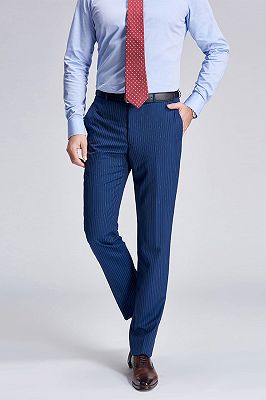 Peak Lapel Blue Mens Suits for Business | Stripes Double Breasted Mens Suits_6