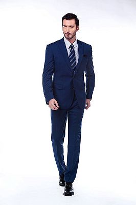 Modern Solid Navy Blue Mens Suits for Formal