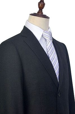 Gentle Black Tweed Notch Lapel Two Buttons Mens Suits for Formal_5
