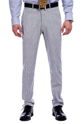 Modern Grey Stripes Seersucker Leisure Suits for Casual_6
