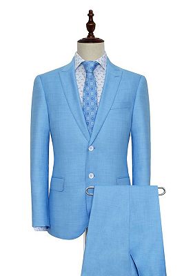 Peak Lapel Two Button Casual Mens Suits for Business | Blue Suits with Peak Lapel