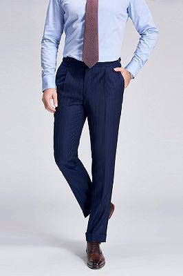 Gentlemanly Light Stripes Blue Pants for Formal Mens Suits
