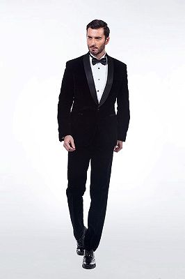 Premium Silk Shawl Lapel Black Velvet Mens Suits Tuxedos for Winter