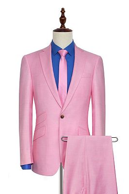 Candy Pink Three Slant Pockets Mens Suits | Fashion Business Suits for Office