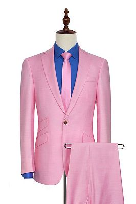 Candy Pink Three Slant Pockets Mens Suits | Fashion Business Suits for Office_2