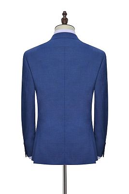 One Button Flap Pockets Navy Blue Mens Suits | Peak Lapel Formal Business Suits for Men_5